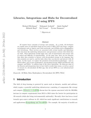 PDF Document Cover - Libraries, Integrations and Hubs for Decentralized AI using IPFS
