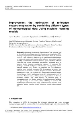 PDF Document Cover - Machine Learning for Reference Evapotranspiration Estimation with Limited Meteorological Data